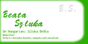 beata szluka business card